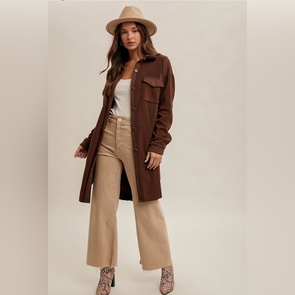 🤎Bluivy - CHOCOLATE FLEECE BUTTON-UP SHACKET 🤎